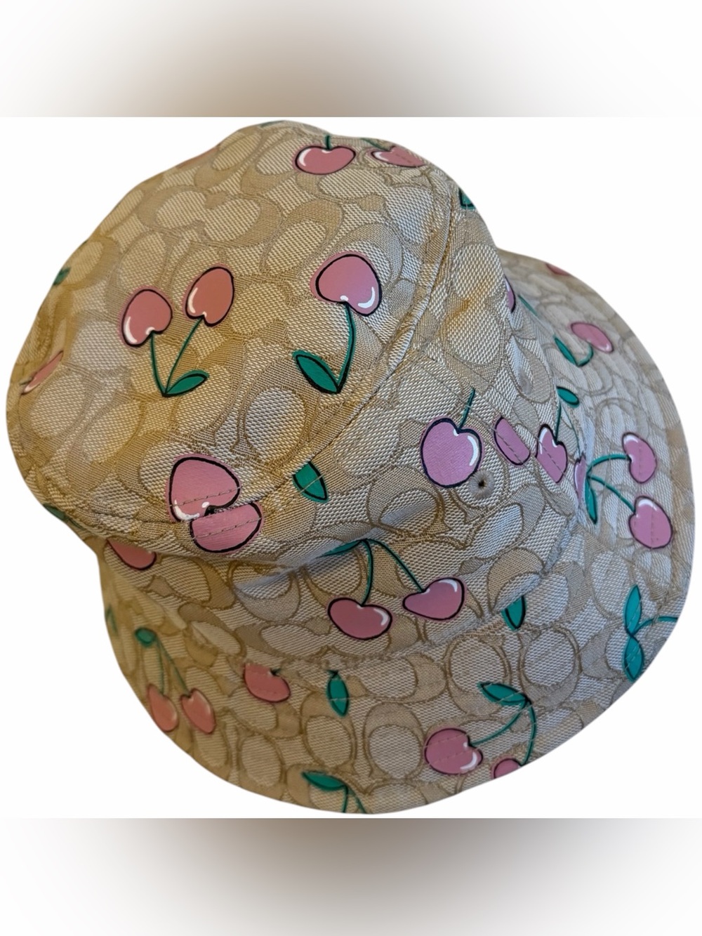 Coach Tan/Pink Cherry Bucket Hat NWT - Picture 3 of 6